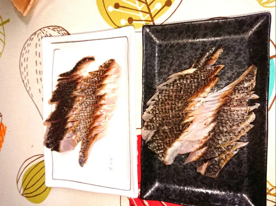 #釣った魚  オナガとクチブトメジナの炙り|三平さん