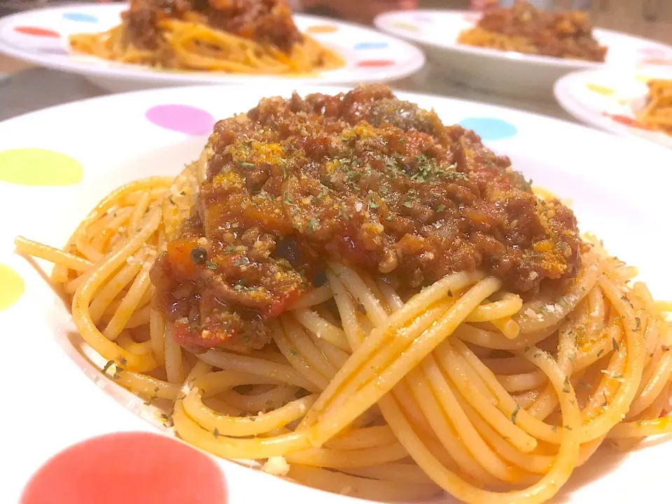 Snapdishの料理写真:今日のパパパスタ【キノコミートソースパスタ】|不動南平さん