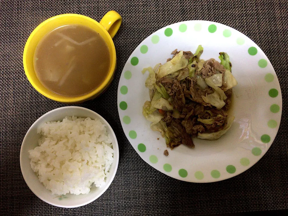 豚肉キャベツ炒め(ハーフ)ご飯|ばーさんさん