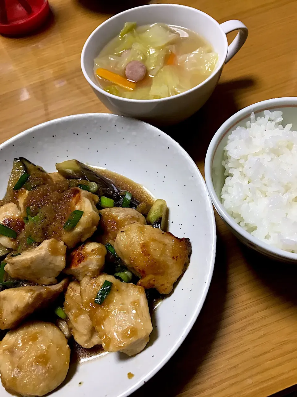 鶏胸肉とナスのおろし煮&野菜スープ|sinさん