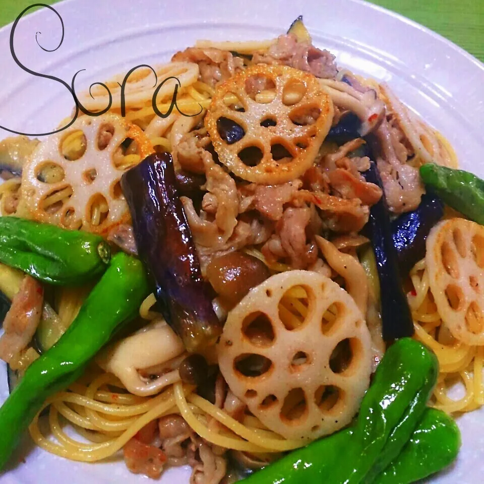 ★市販のパスタソースで彩り野菜&豚肉のパスタ★|Soraさん