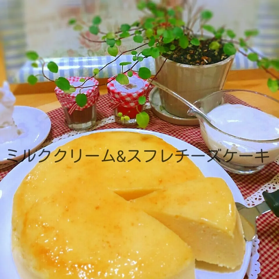 夏カフェさんのミルククリーム&スフレチーズケーキ～♪|Soraさん