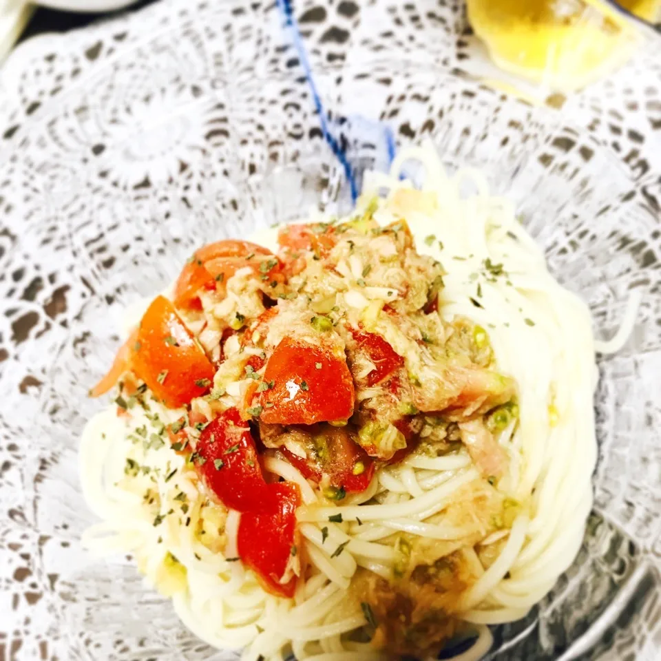 Snapdishの料理写真:トマトのイタリアンソーメン🍴✨💕笑|ちゃのたろさん