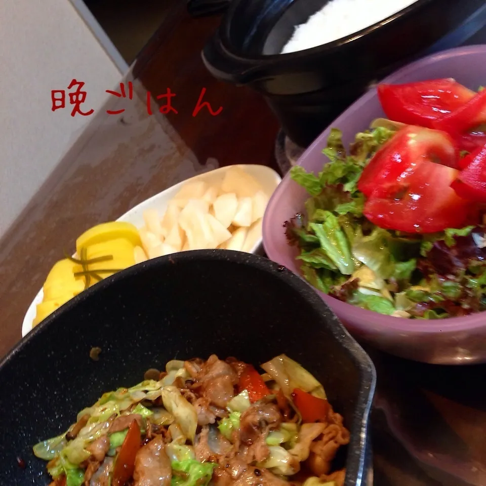 Snapdishの料理写真:回鍋肉とたっぷりサラダ|mayumayudonさん