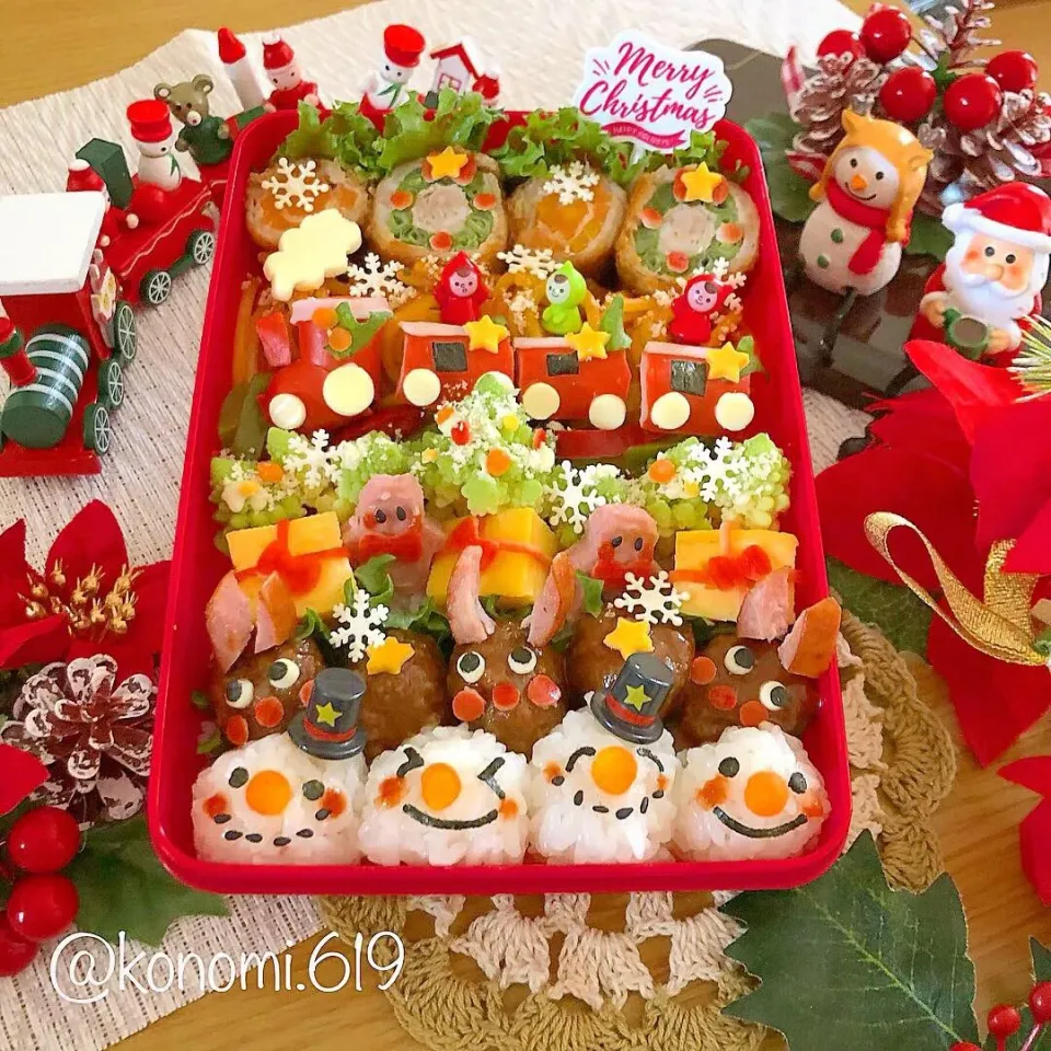 クリスマス横並びレインボー弁当🎄🎁⛄️|@konomi.619さん