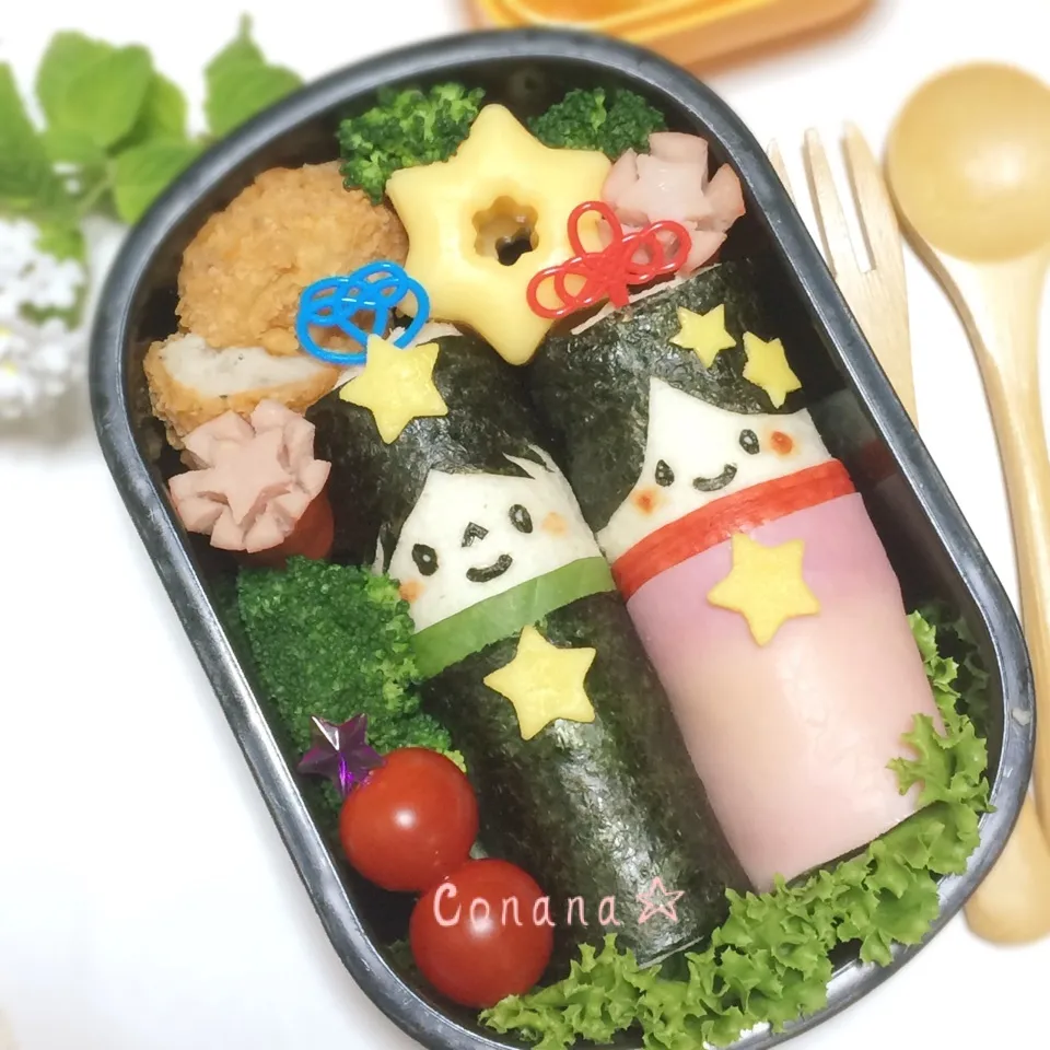 Snapdishの料理写真:たなばた☆織姫＆彦星☆ロールサンドイッチでお弁当|conanaさん