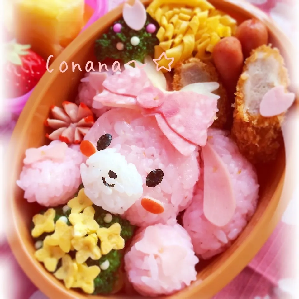 Snapdishの料理写真:ぼんぼんリボンちゃん♪のお弁当☆|conanaさん