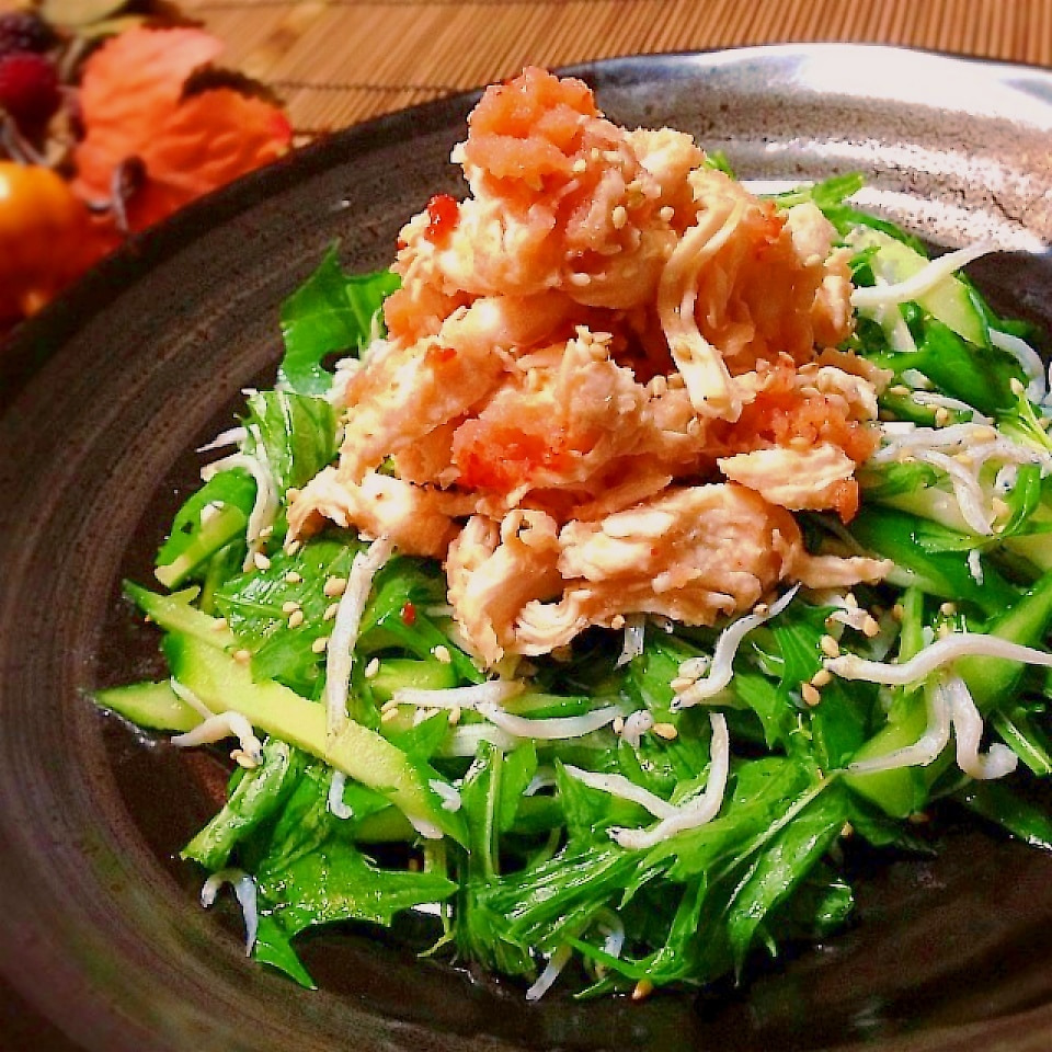 ササミと水菜の明太しらすサラダ N Snapdish スナップディッシュ Id Eqyola