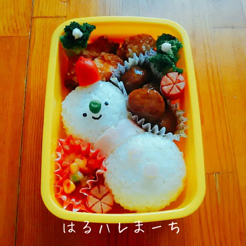 Snapdishの料理写真:年少さんお弁当☆128日目☆何か見たことある雪だるま|桂華-kei-さん