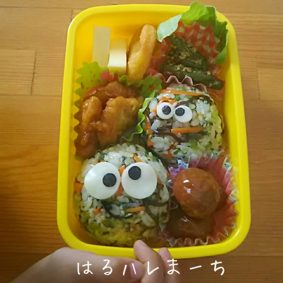 年少さんお弁当☆65日目☆目玉キョロキョロおにぎり|桂華-kei-さん