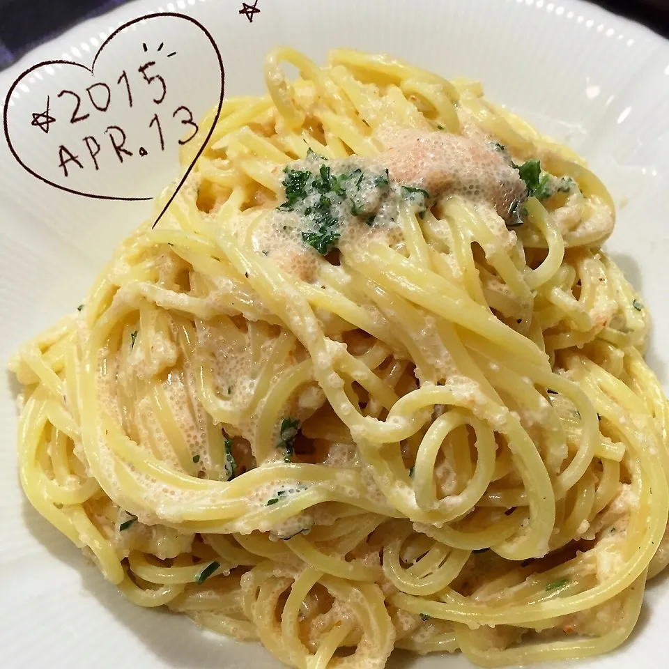 Snapdishの料理写真:たらこクリームパスタ♡|naokkumabonyariさん