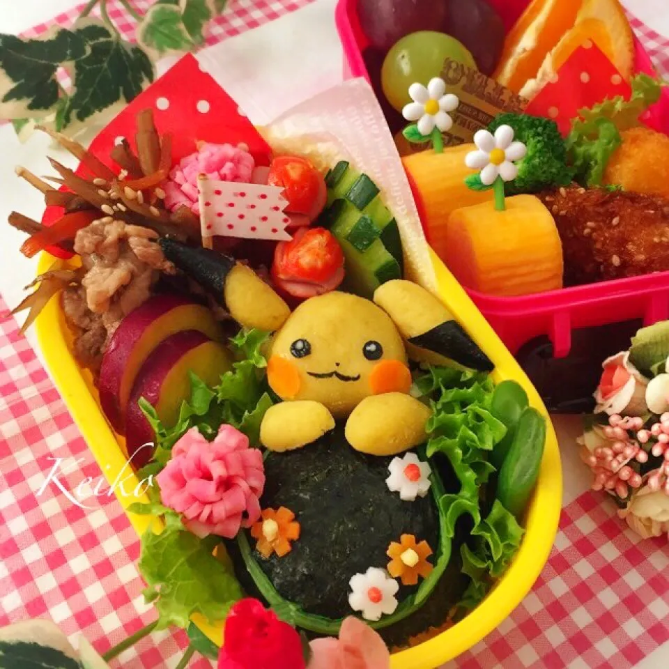 スイートポテトピカチュウのおにぎり弁当 .。.:*☆|恵子❤️さん