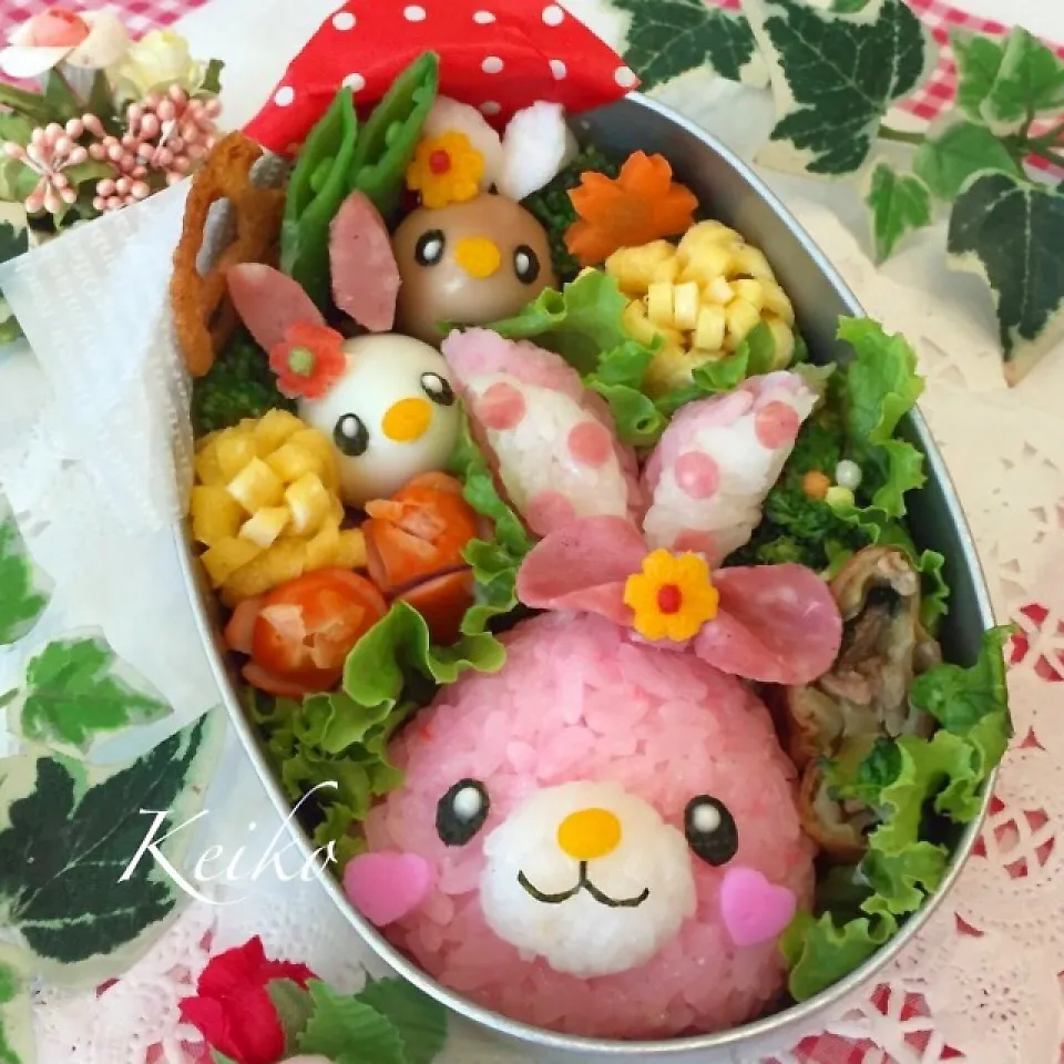 「初めまして♡」のうさぎちゃん弁当|恵子❤️さん