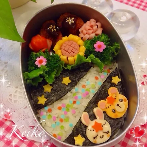 うさぎ織り姫とくま彦星の天の川弁当.｡.|恵子❤️さん