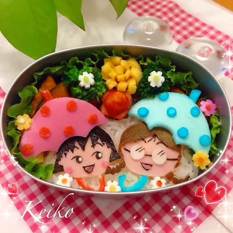 まるちゃん&たまちゃんの仲良し雨降り弁当♡|恵子❤️さん