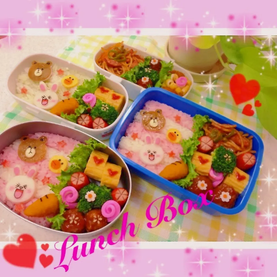 子供たち三人分のお弁当♡|恵子❤️さん