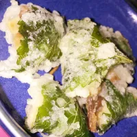 Snapdishの料理写真:薄衣でつくる鶏肉の青じそ巻揚げ|はりゅさん