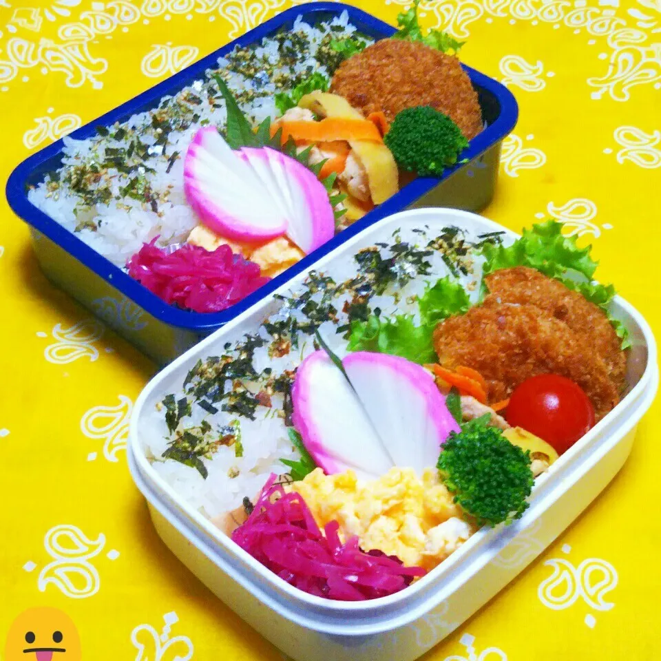 息子のお弁当(強制～2色人参と豚肉のガリバタ😀)|かあたん(元ポップン)さん