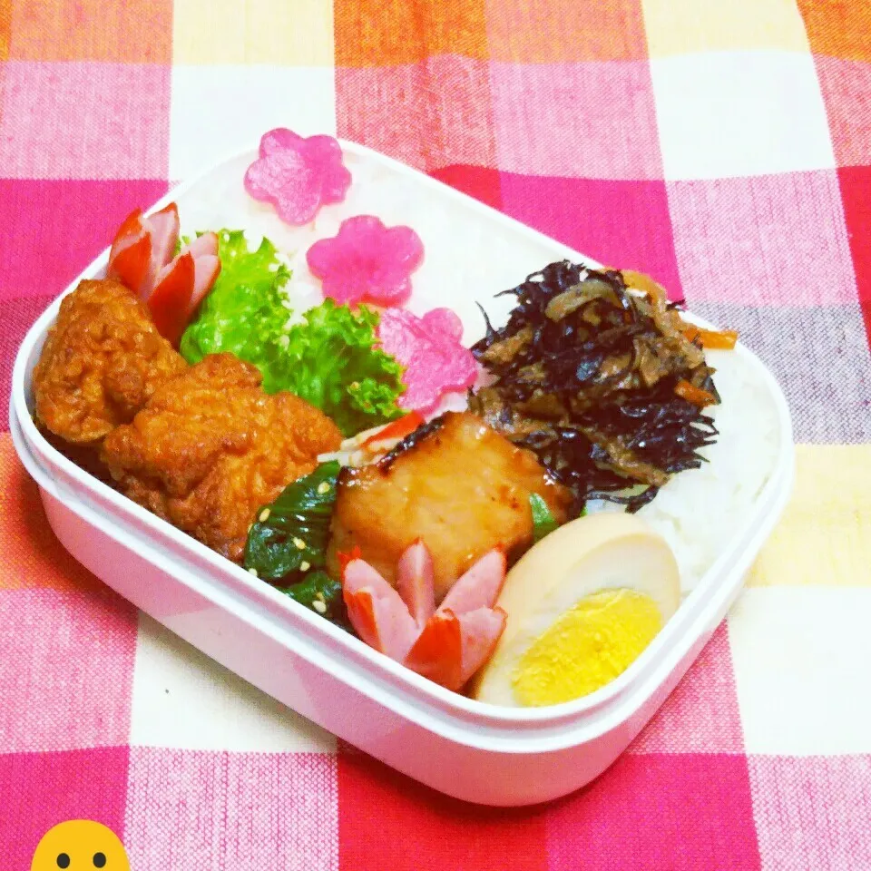 息子のお弁当(強制～紅芯大根の甘酢漬け😬)|かあたん(元ポップン)さん