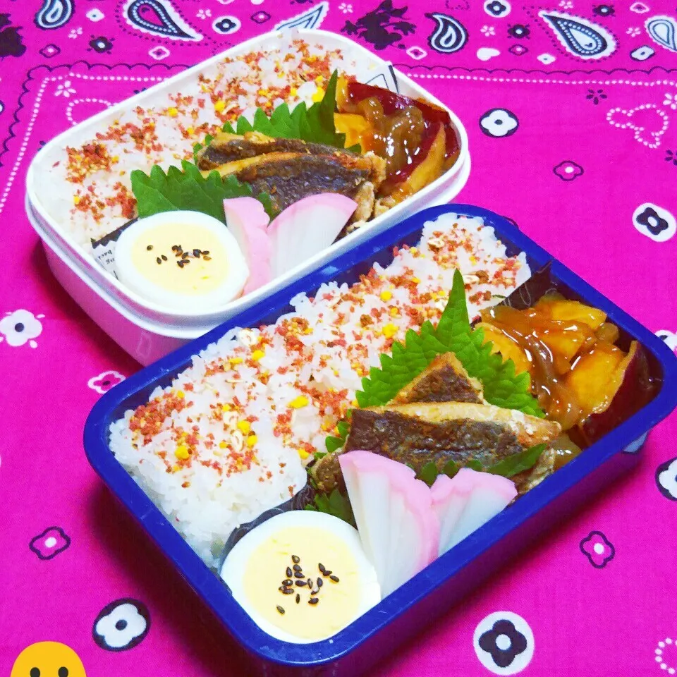 Snapdishの料理写真:息子のお弁当(強制～さつま芋と肉団子の甘酢😐)|かあたん(元ポップン)さん