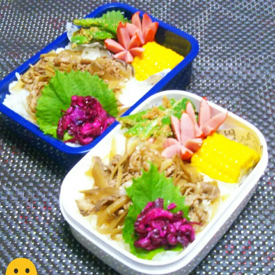 息子のお弁当(強制～牛ごぼうののっけ弁😛)|かあたん(元ポップン)さん