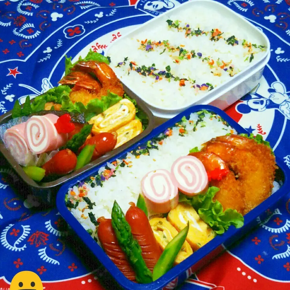 息子のお弁当(リク、海老フライ&チョリソー😙)|かあたん(元ポップン)さん