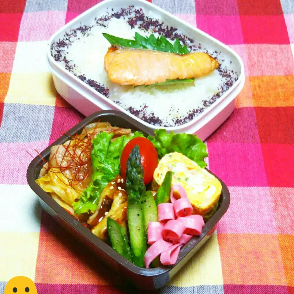 息子のお弁当(リク豚肉、回鍋肉風焼肉😀)|かあたん(元ポップン)さん