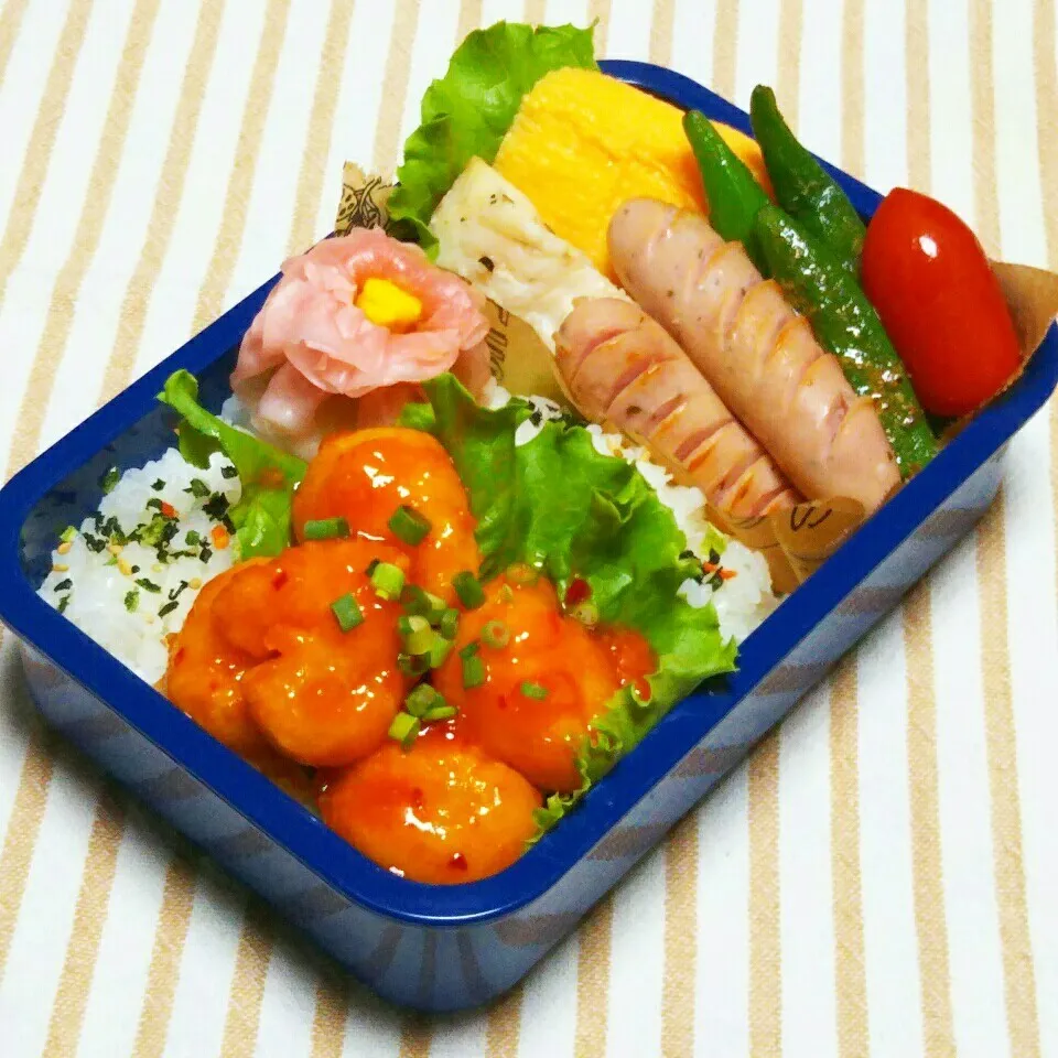 息子のお弁当(半分のっけ弁)|かあたん(元ポップン)さん