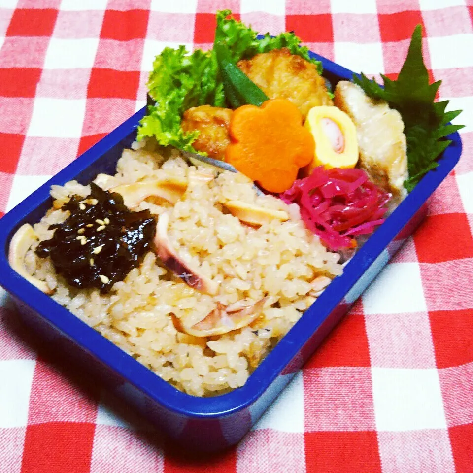 息子のお弁当(蛸ならぬ烏賊飯)|かあたん(元ポップン)さん