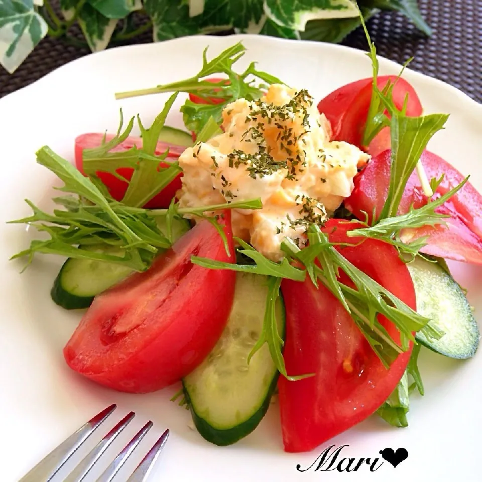 楽旨♡レンジでタルタルソース〜和風味〜で食べる美肌サラダ|Mariさん