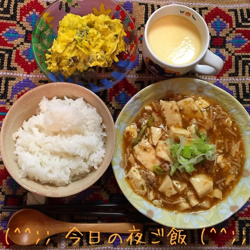 Snapdishの料理写真:10/27(火) 夕食 麻婆豆腐とサラダ|♡Hiromi Shimatani♡さん