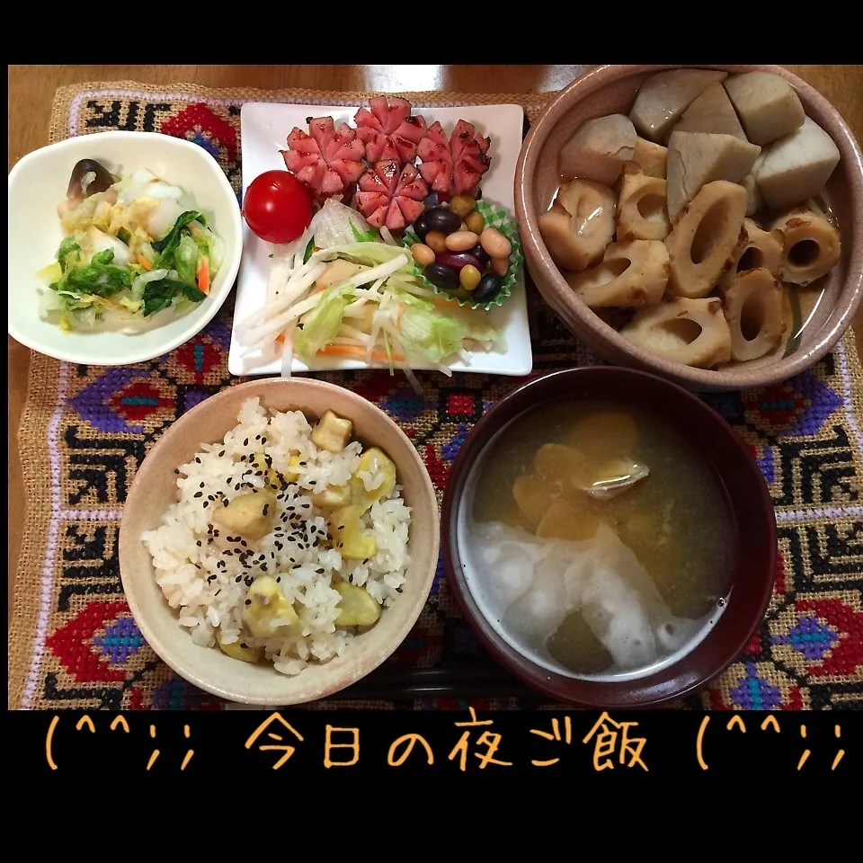 Snapdishの料理写真:10/13(火) 夕食 栗ご飯とあさりの味噌汁(*^^*)|♡Hiromi Shimatani♡さん