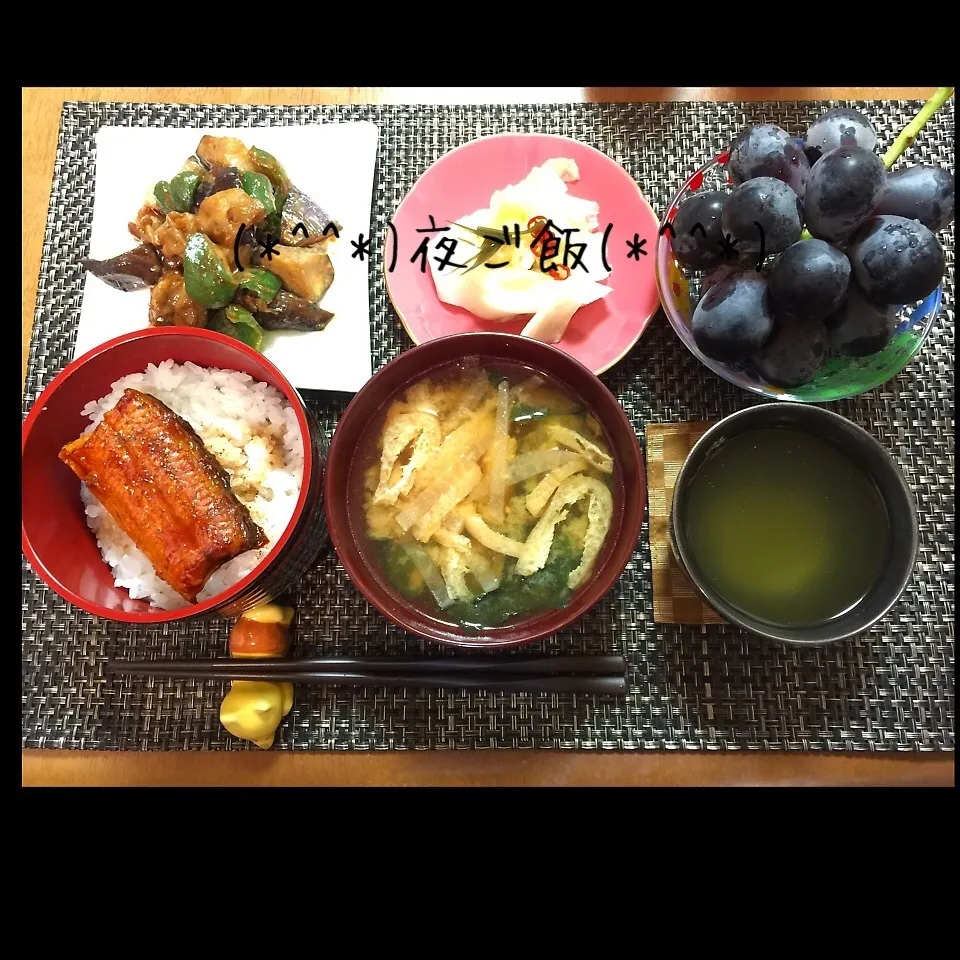 9/6(日) 夜ご飯 うな丼とピーマンとなすの味噌炒め|♡Hiromi Shimatani♡さん