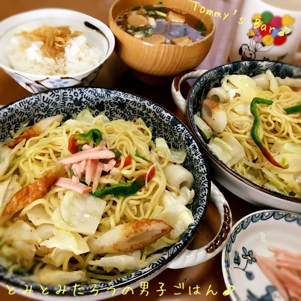 マジック15！胡麻油効かせた塩焼そば定食♪|とみとみたろうの男子ごはん♪さん