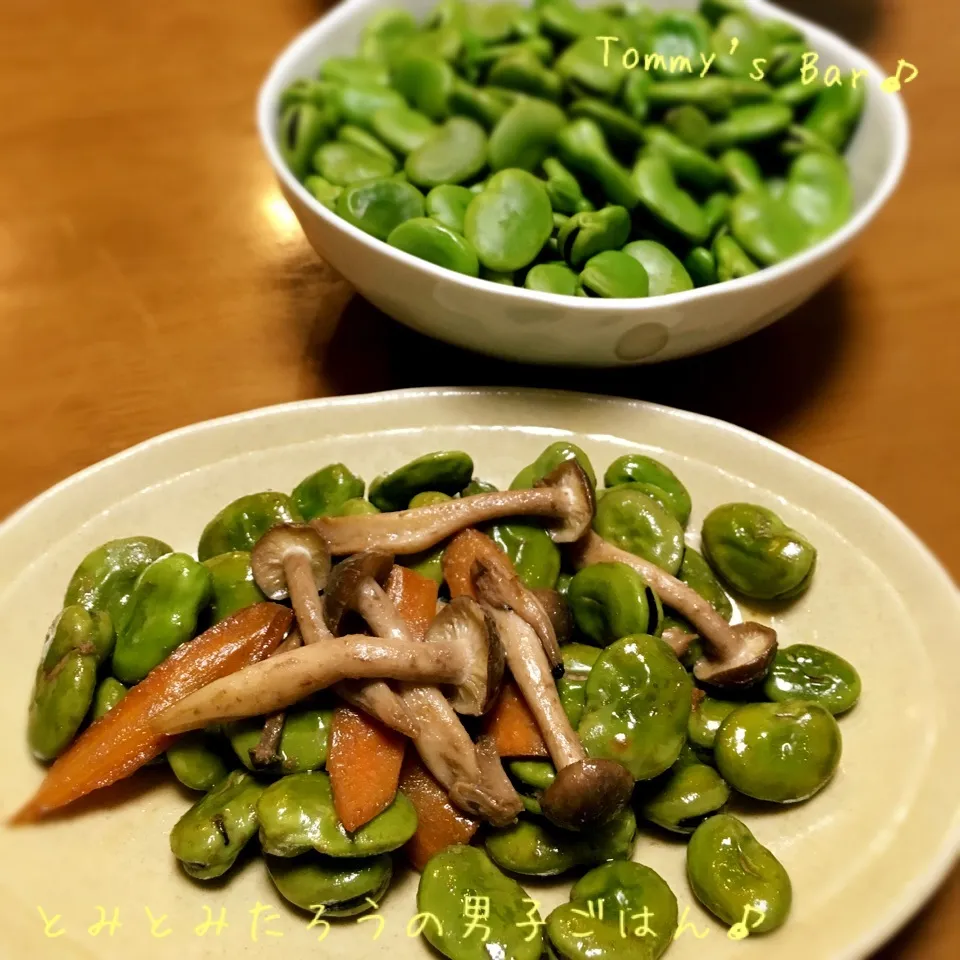 Snapdishの料理写真:そら豆のマヨ醤油炒め〜♪|とみとみたろうの男子ごはん♪さん