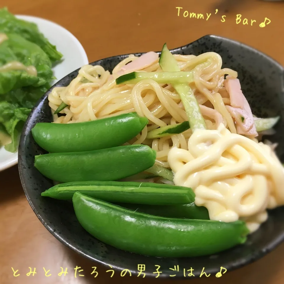 2018スナップえんどう✖︎柚子ゴマダレ味な冷やしラーメン♪|とみとみたろうの男子ごはん♪さん