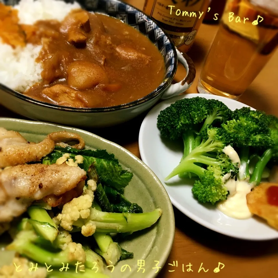 今夜の晩御飯〜♪カレー✖︎ブロッコリ✖︎カリフラワー祭り！|とみとみたろうの男子ごはん♪さん