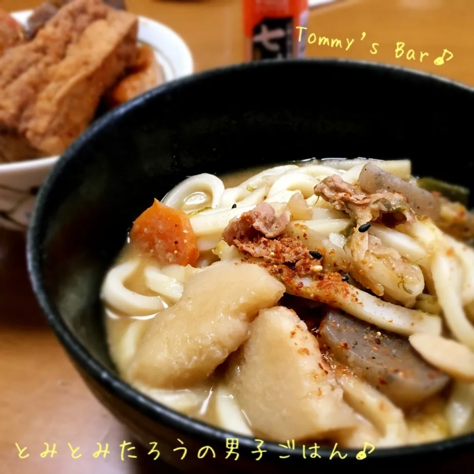 Snapdishの料理写真:豚汁うどん！|とみとみたろうの男子ごはん♪さん