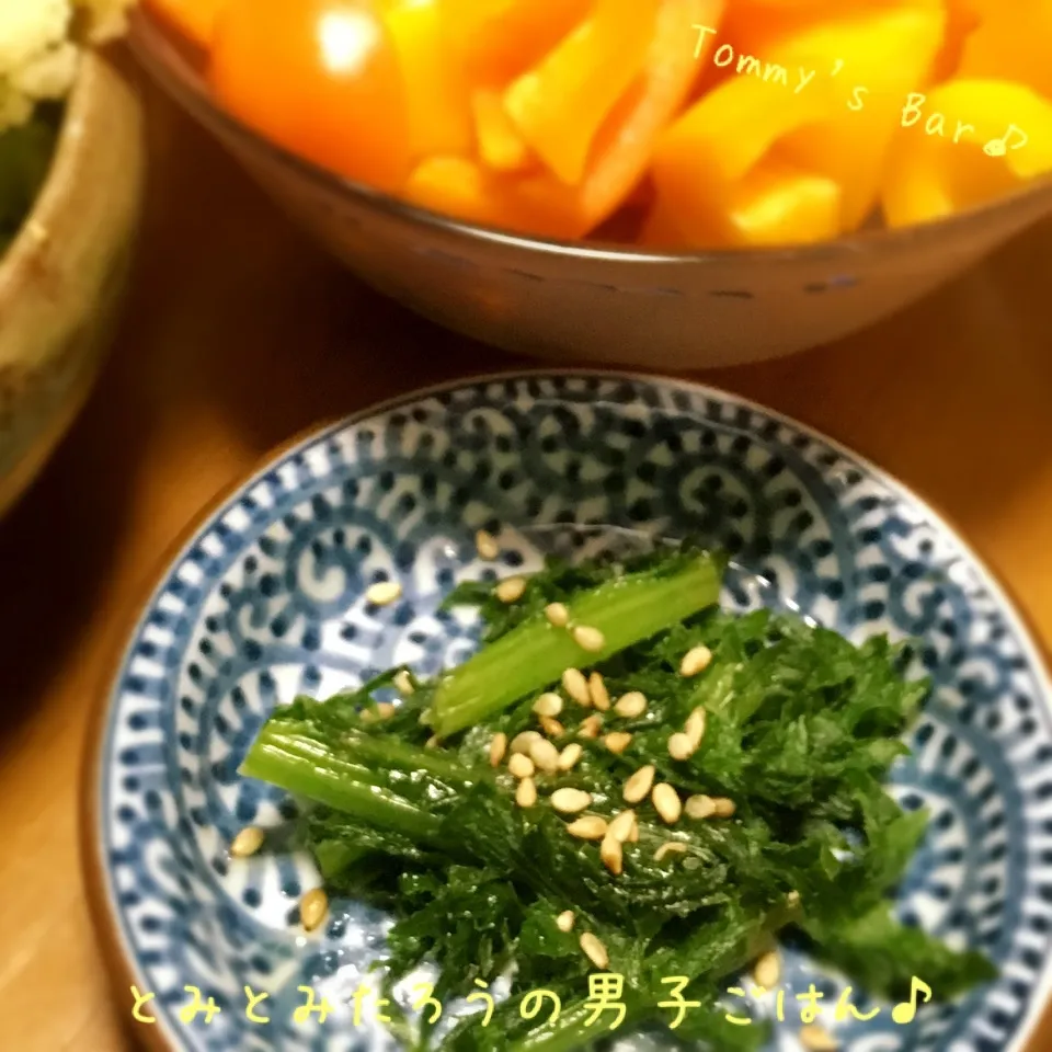 からし菜の醤油✖︎胡麻和え♪|とみとみたろうの男子ごはん♪さん