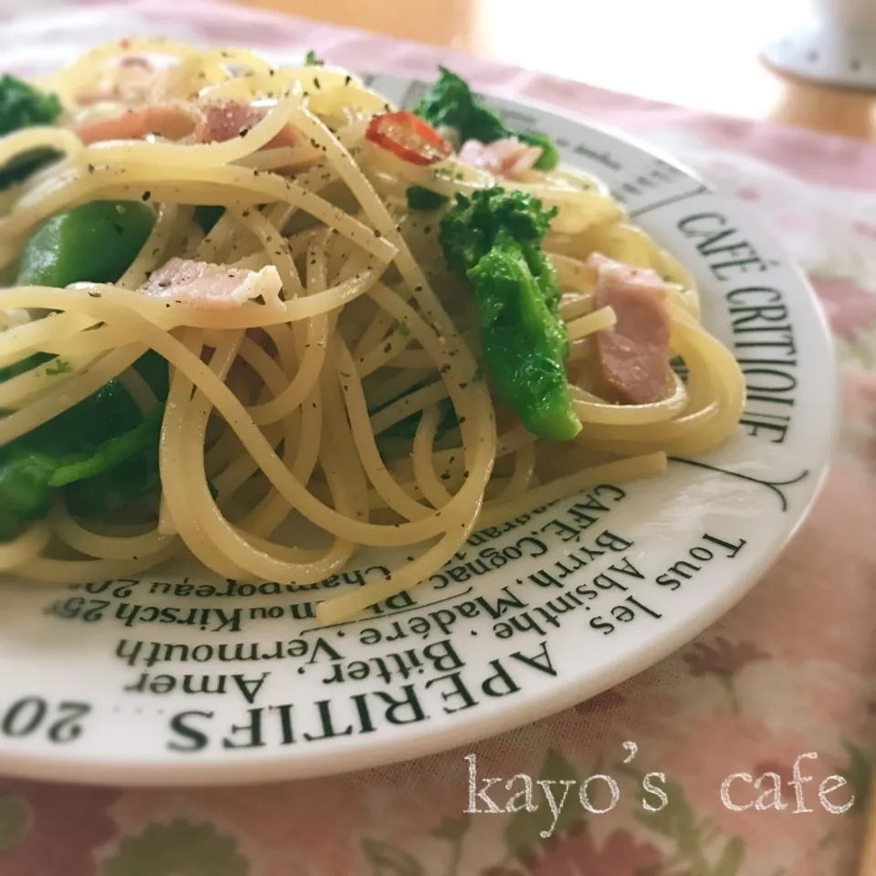 菜の花のペペロンチーノ♪白だし風味|kayopyさん