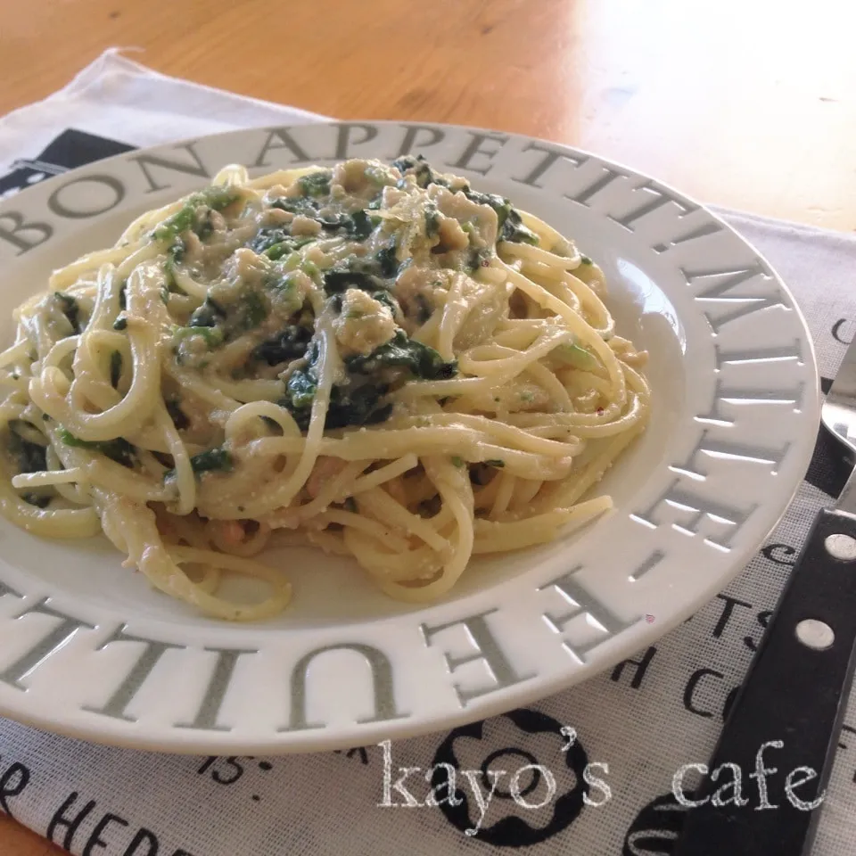 ほうれん草とツナの明太クリームパスタ♪|kayopyさん