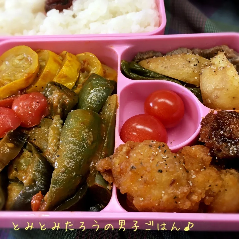 ローストビーフ✖︎夏野菜トマト煮込み弁当〜♪|とみとみたろうの男子ごはん♪さん