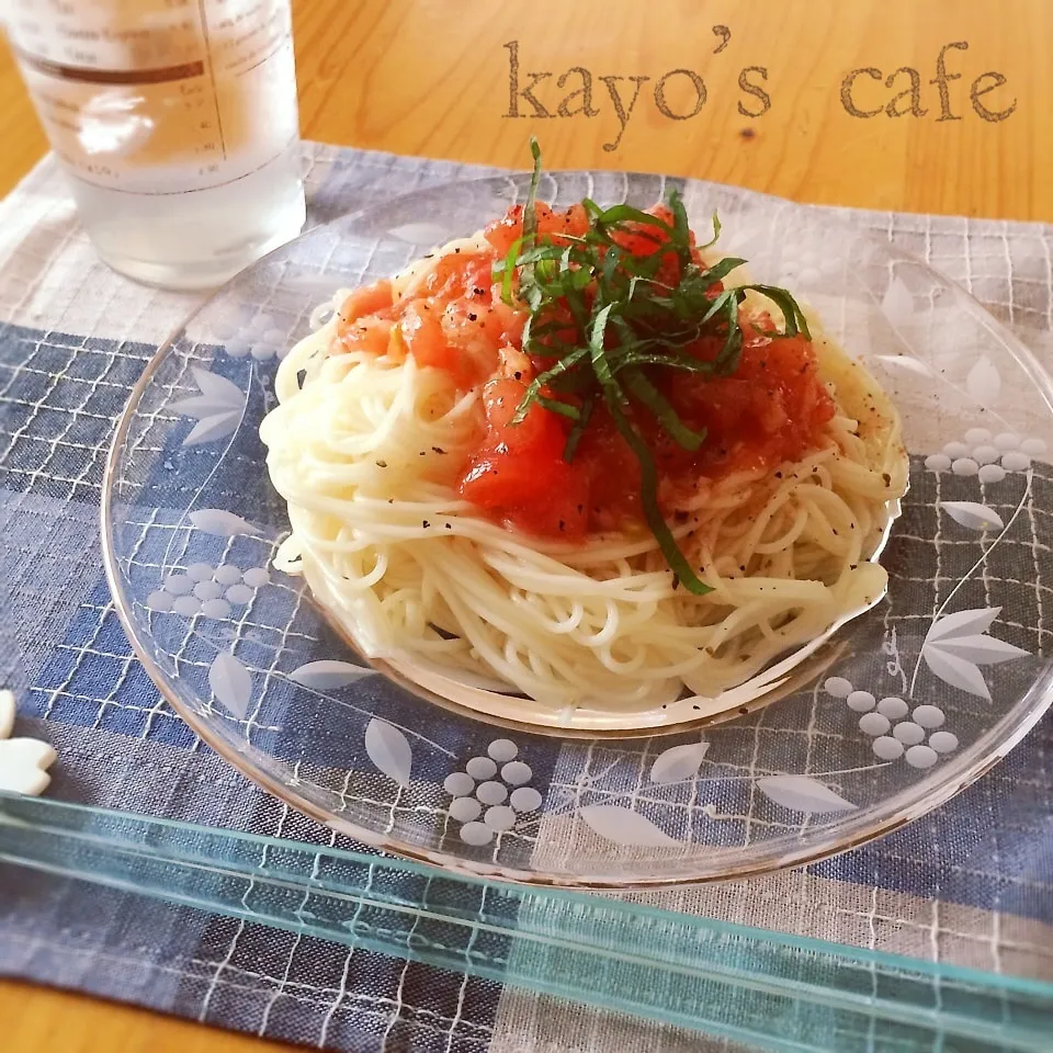 トマトの和風冷製カッペリーニ風そうめん♡|kayopyさん