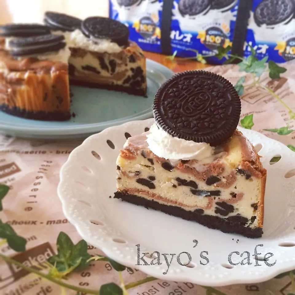 Snapdishの料理写真:600投稿目♪チョコとオレオのマーブルチーズケーキ|kayopyさん