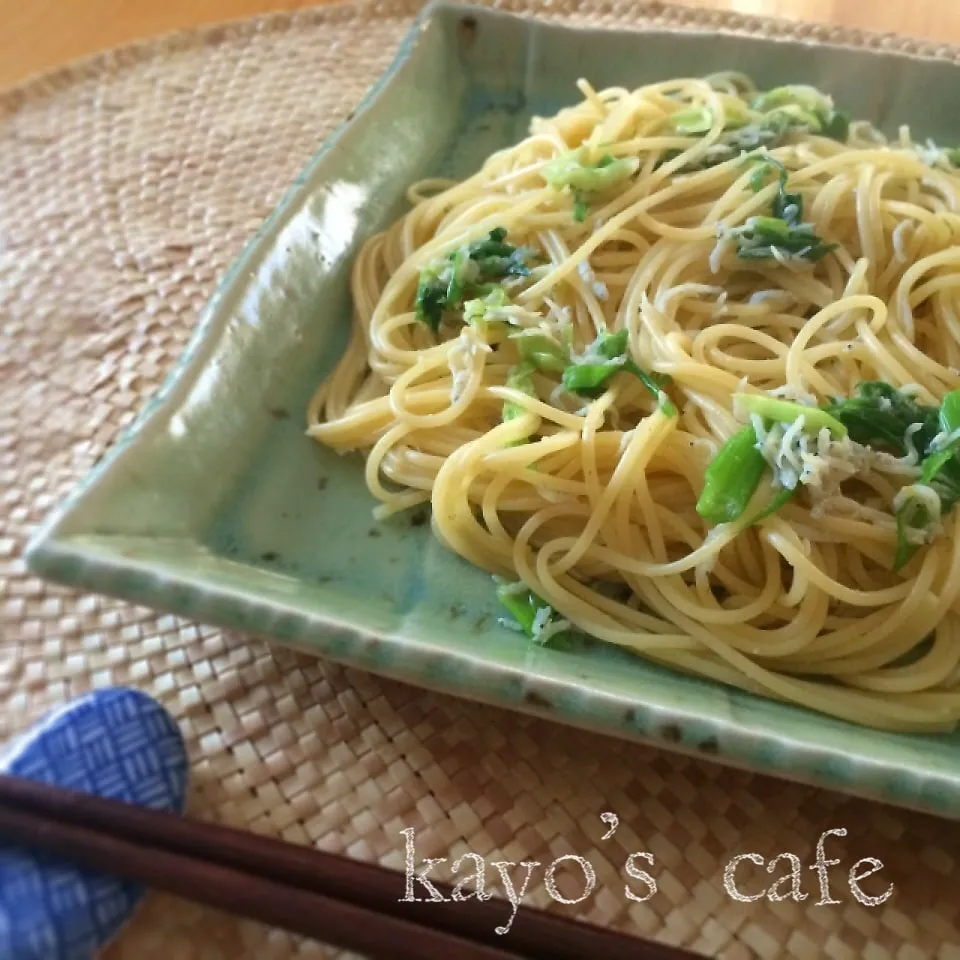 柚子胡椒風味♡九条ネギとしらすの和風ペペロンチーノ|kayopyさん