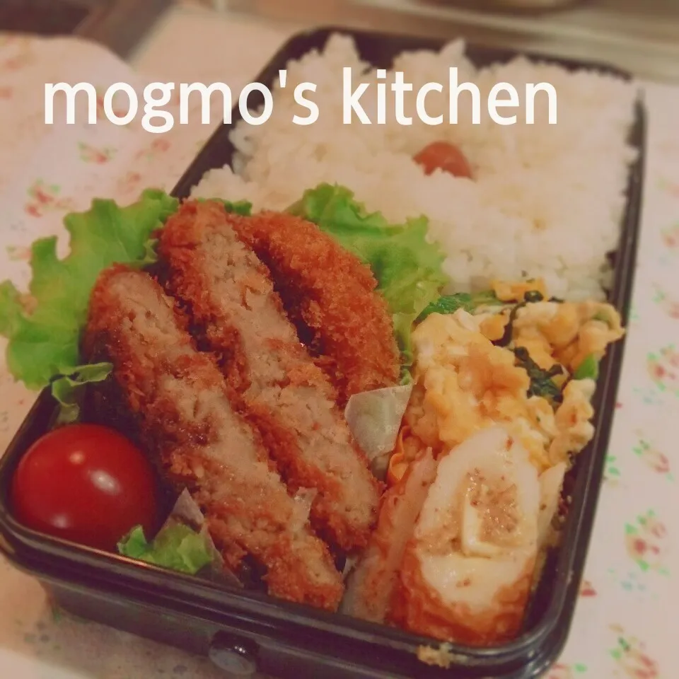 Snapdishの料理写真:作りおきミンチカツ&マスタード風味のチーちく♪主人のお弁当|mogmoさん