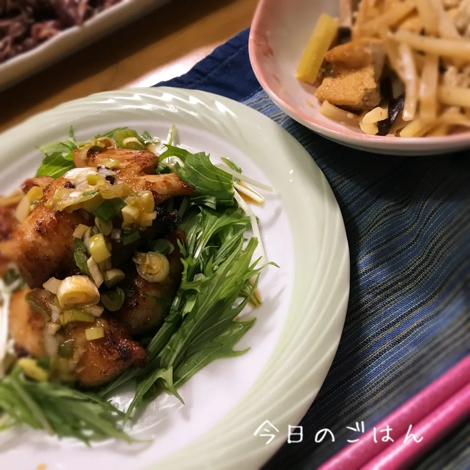 油淋鶏、大根の皮と厚揚げの甘辛煮⭐︎ホタルイカ|kaokaoさん