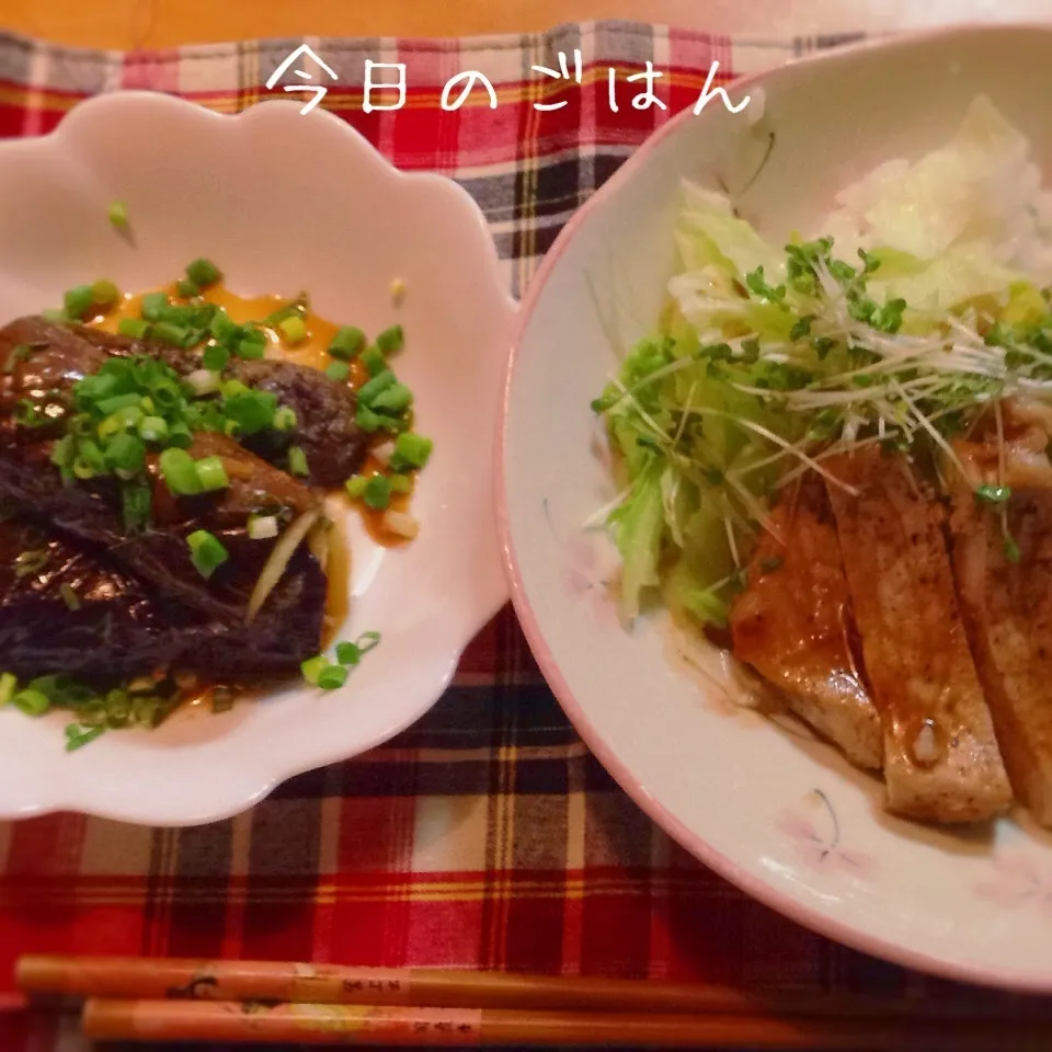 トンテキ丼、ジューシー焼きナス⭐️|kaokaoさん