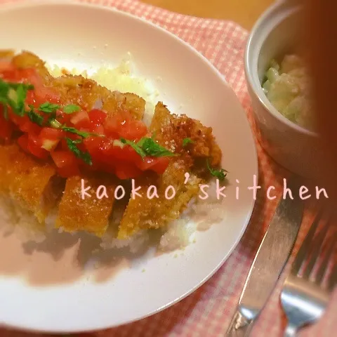 ミラノ風カツレツ丼、アボカドと豆のマスタードサラダ⭐︎|kaokaoさん