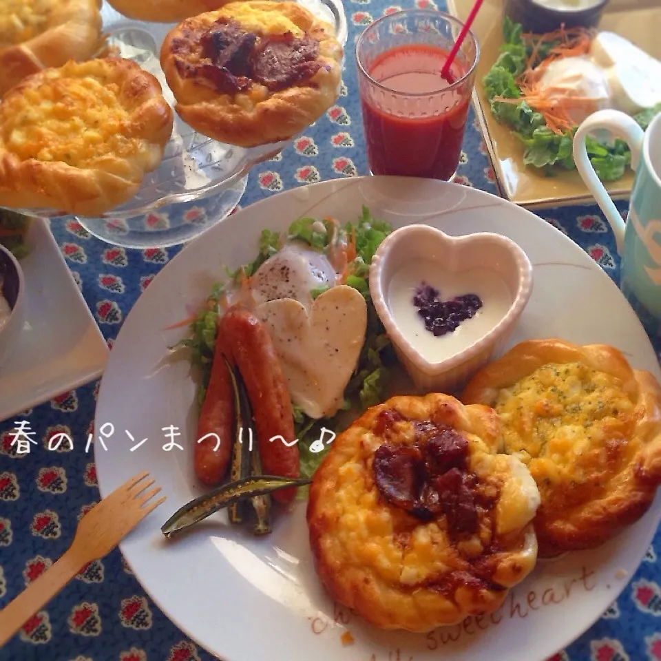 Snapdishの料理写真:ヨンア♪さんのたまごパンで春のランチプレート♡|mamaroaさん